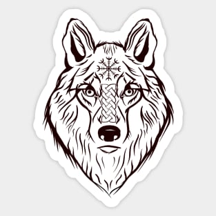 Viking mythology. Wolf Fenrir , helm of terror . Sticker